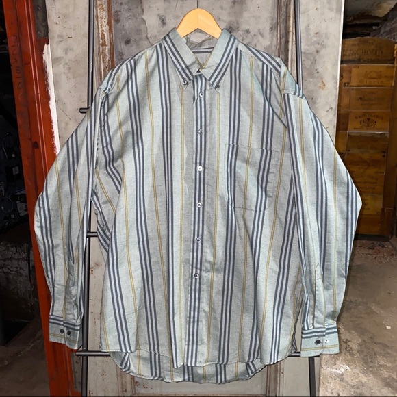 Burberry Striped Green Cotton Button Down Shirt - Picture 1 of 10